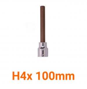 Đầu tuýp gắn mũi lục giác dài (thép S2) H4 x 100mm Asaki AK-7225