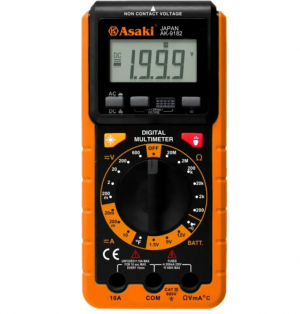Đồng hồ đo điện vạn năng cao cấp DC & AC: 600V - 100µV ADC: 10A - 10µA Ω: 20MΩ - 0.1Ω 0F: (7520F - 18320F) - 10F 3½ Digit LCD Asaki AK-9182