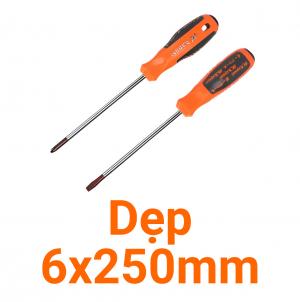 Tua vít dẹp 1 đầu 6x250mm cán cam đen Kapusi