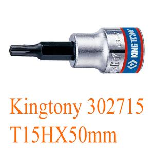 Đầu tuýp 3/8 inch bit mũi sao có lỗ T15HX50mm Kingtony 302715