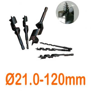 Mũi khoan gỗ xoắn ốc Ø21.0mm cạnh cắt đơn chuôi lục 6 ly loại ngắn 120mm Onishi