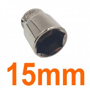 Đầu tuýp lục giác 1/2" mạ nickel đen bóng 15mm Senka