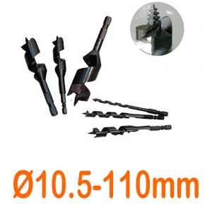 Mũi khoan gỗ xoắn ốc Ø10.5mm cạnh cắt đơn chuôi lục 6 ly loại ngắn 110mm Onishi