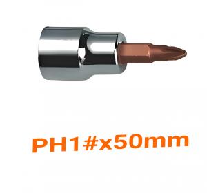 Đầu tuýp 3/8" gắn mũi lục giác (thép S2) PH1#x50mm Asaki AK-7342
