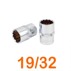 Đầu tuýp 3/8" 12 góc Flank 19/32" LICOTA