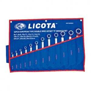 Bộ 12 cờ lê 2 đầu vòng nghiêng 75 độ xi mờ LICOTA