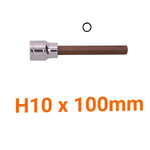 Đầu tuýp gắn mũi lục giác dài (thép hợp kim cao cấp S2) H10 x 100mm Asaki AK-7230