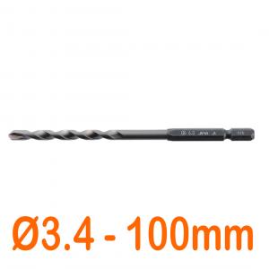 Mũi khoan sứ và gạch men Ø3.4mm chuôi lục 6 ly 100mm Onishi Nhật Bản