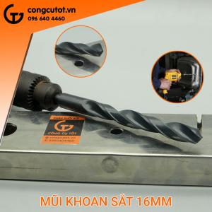 Mũi khoan sắt HSS-R M2 chuôi trụ tiện 16mm WAVE W200-160