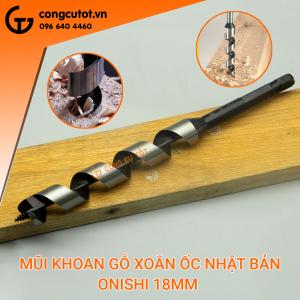 Mũi khoan gỗ xoắn ốc Auger Φ18 dài rãnh 135mm chuôi lục Onishi Nhật Bản