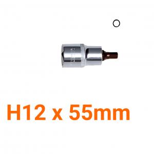 Đầu tuýp gắn mũi lục giác (thép hợp kim cao cấp S2) H12 x 55mm Asaki AK-7288