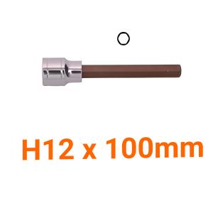 Đầu tuýp gắn mũi lục giác dài (thép hợp kim cao cấp S2) H12 x 100mm Asaki AK-7231