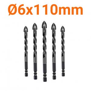 Mũi khoan gạch, đá bóng kính 4 cạnh Ø6x110mm chuôi lục giác Senka