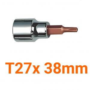 Đầu tuýp gắn mũi lục giác (thép S2) T27x 38mm Asaki AK-7336