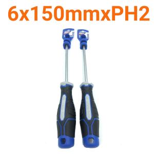 Tua vít 4 cạnh 6x150mmxPH2 cán 3 màu Senka