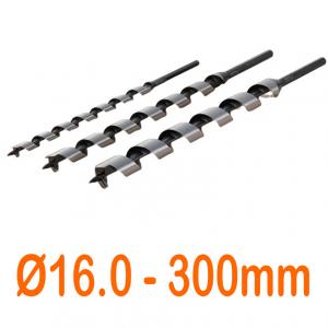 Mũi khoan gỗ xoắn ốc Ø16.0mm cạnh cắt đơn chuôi lục loại hơi dài 300mm Onishi