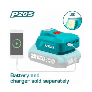 Sạc USB dùng pin Lithium‑ion 20V (không kèm pin & sạc) Total TUCLI2022