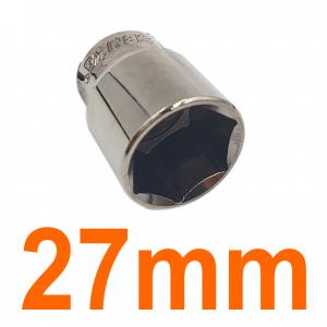 Đầu tuýp lục giác 1/2" mạ nickel đen bóng 27mm Senka