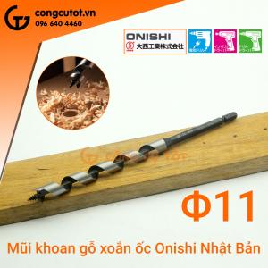 Mũi khoan gỗ xoắn ốc Auger Φ11 dài rãnh 120mm chuôi lục Onishi Nhật Bản