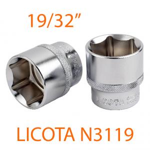 Đầu tuýp 3/8" 6 góc Flank 19/32" LICOTA