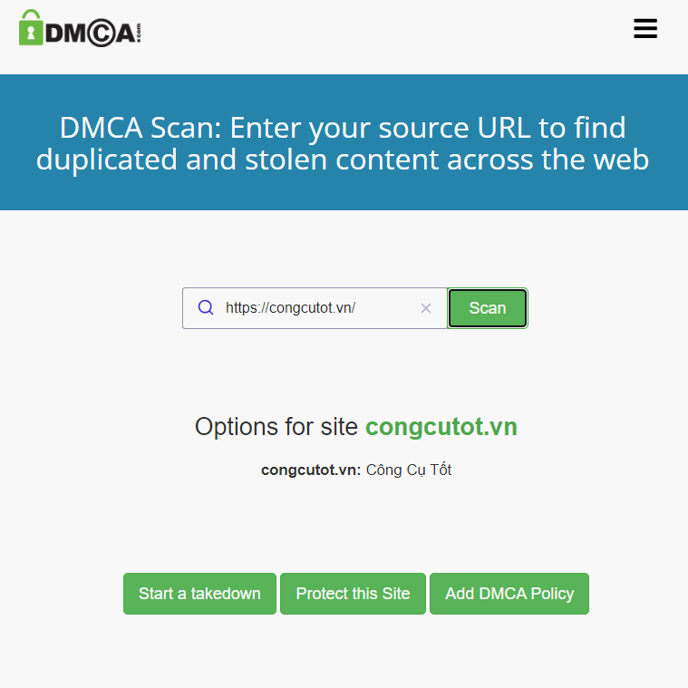 DMCA Scan - Công cụ khiếu nại khi nội dung bị sao chép
