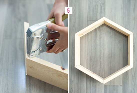 cách làm kệ gỗ treo tường hình tổ ong 4
