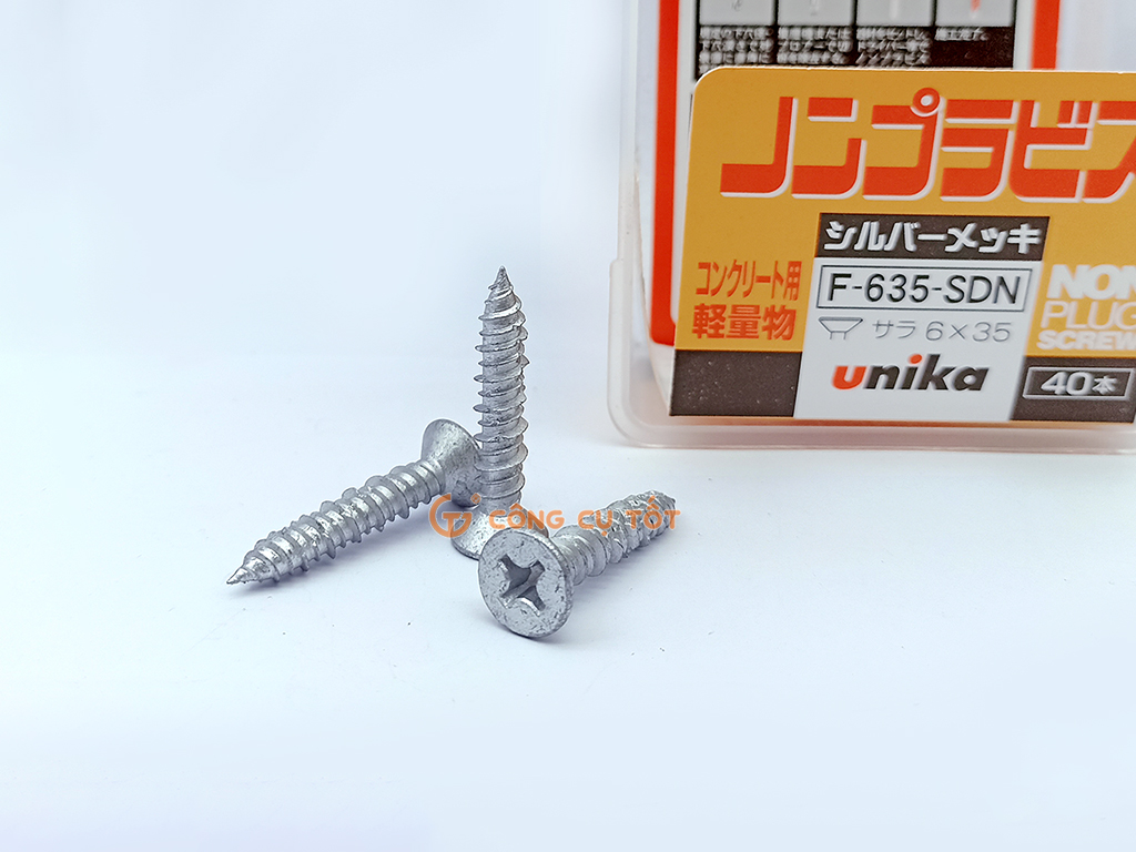 Vít bê tông không tắc kê Unika Nhật mũ bằng 6x35mm F-635-SDN