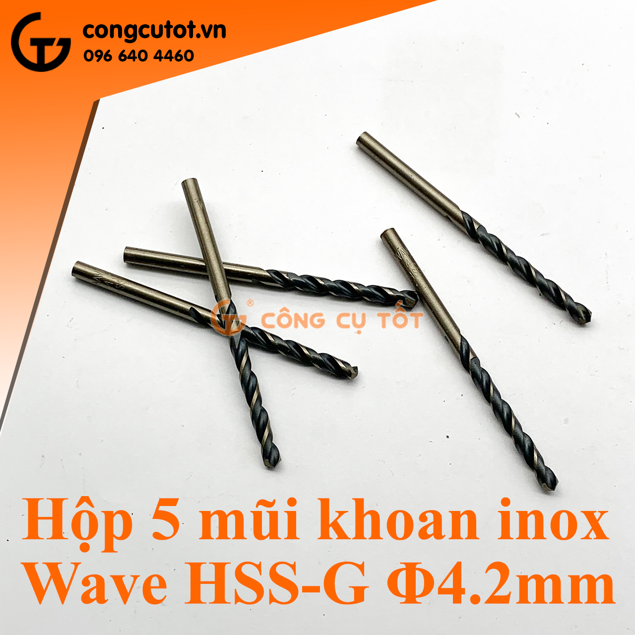 Hộp sản phẩm 5 mũi khoan inox Wave HSS-G đường kính 4.2mm