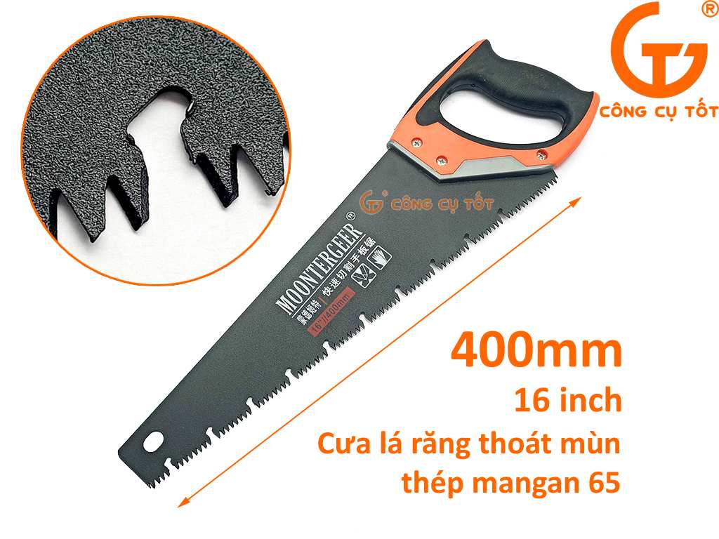 Cưa lá răng thoát mùn thép mangan MN65 dài 16 inch 400mm
