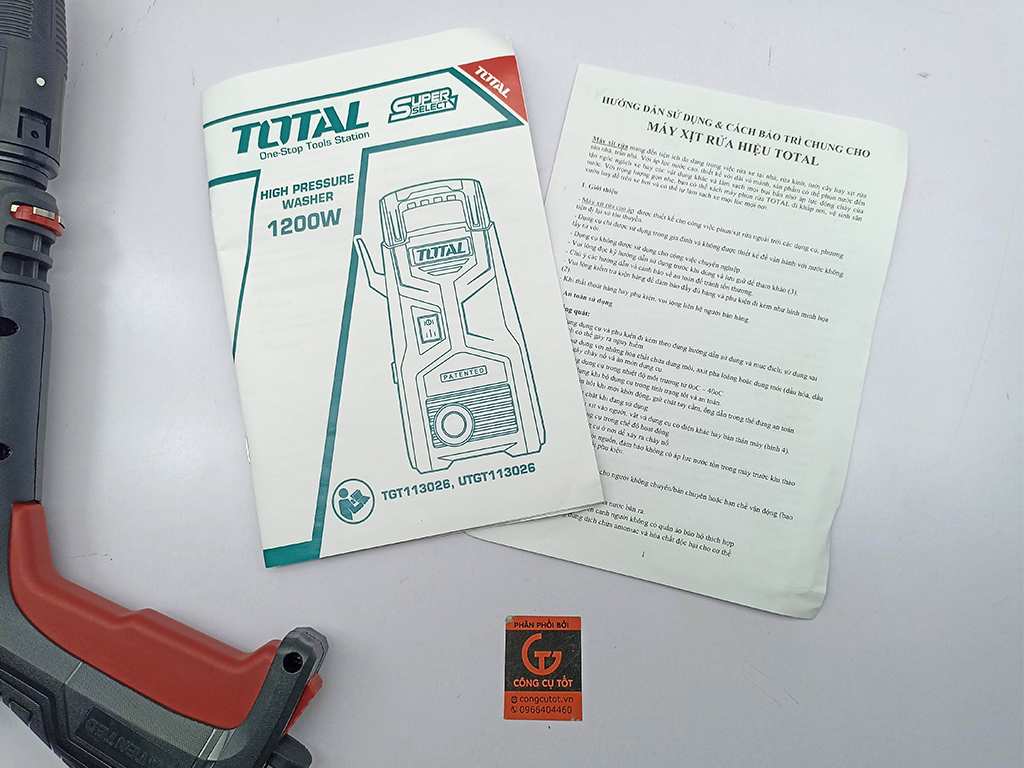 Sách hướng dẫn sừ dụng của máy xịt rửa áp lực Total 1200W TGT113026