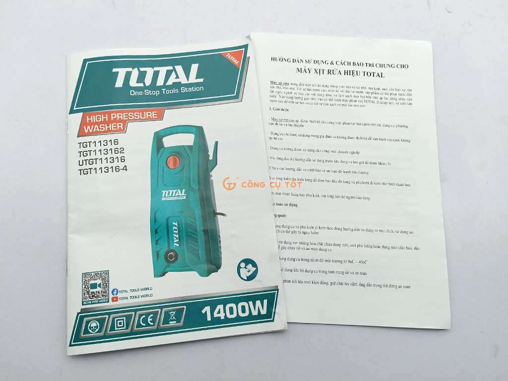 Sách hướng dẫn sừ dụng của máy xịt rửa áp lực Total 1400W TGT11316