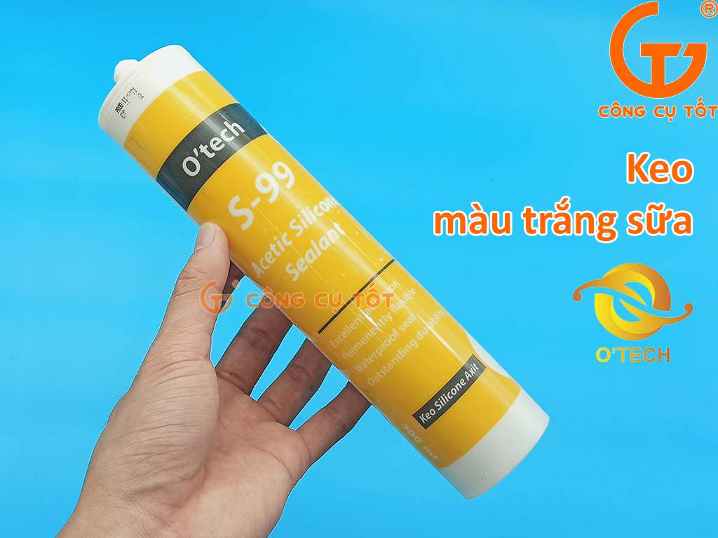 Keo Silicone 300ml OTECH S-99 gốc axit Acetic trắng sữa