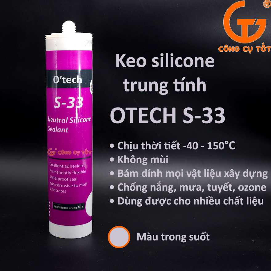 Keo silicone trung tính 300ml OTECH S-33 trong suốt