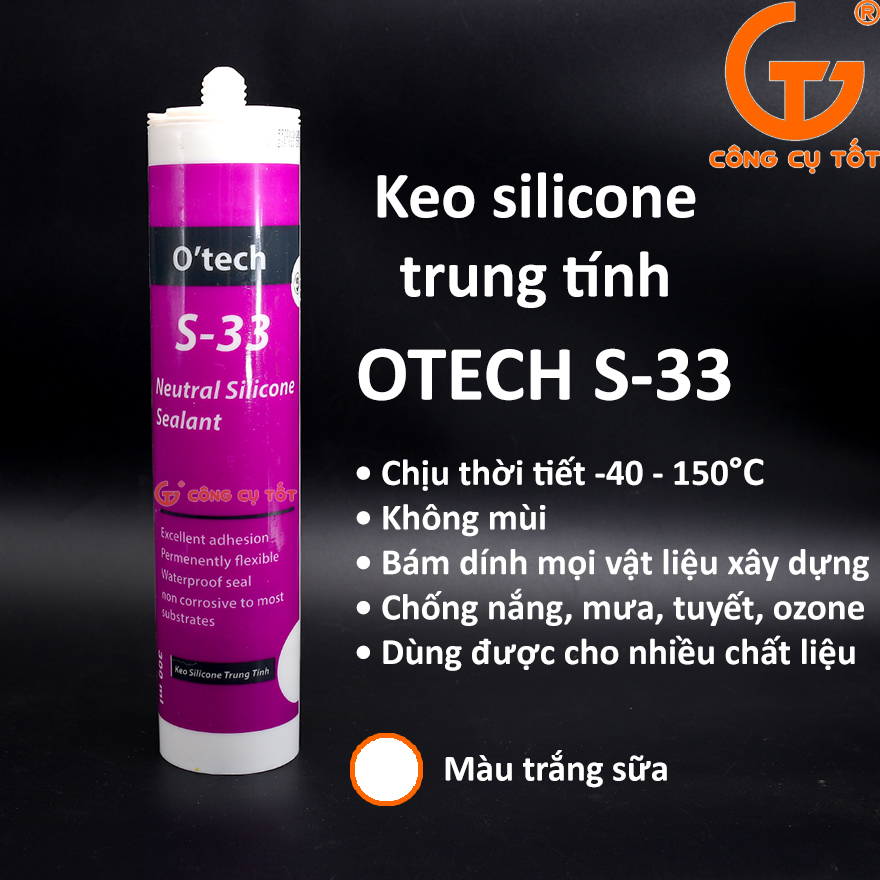 Keo silicone trung tính 300ml OTECH S-33 trắng sữa