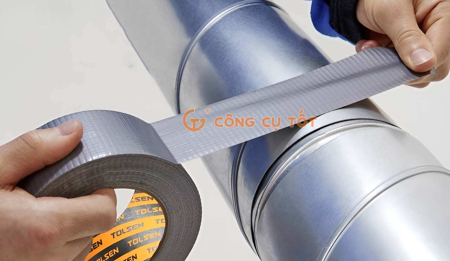 Công dụng của băng keo vải duct tape siêu dính khổ 48mm dài 25m TOLSEN 50281