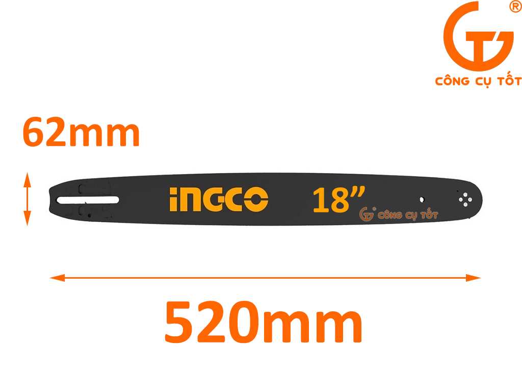 Lam cưa xích xăng 18 inch Ingco AGSB51801 kích thước