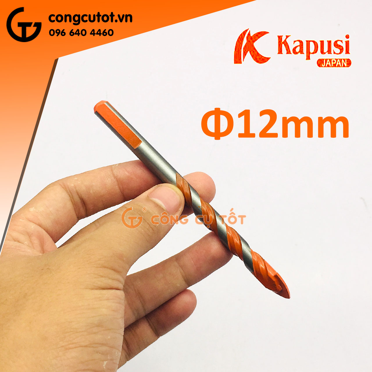 Mũi khoan đa năng chuôi tròn vát màu cam Ø12mm Kapusi K-3506