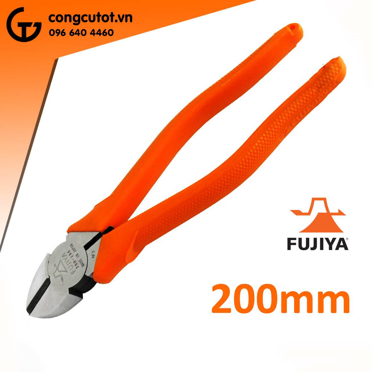 Kìm cắt chéo Fujiya 200mm 70H-200 lưỡi thép cứng HRC 60 cắt dây thép đến Ø3mm