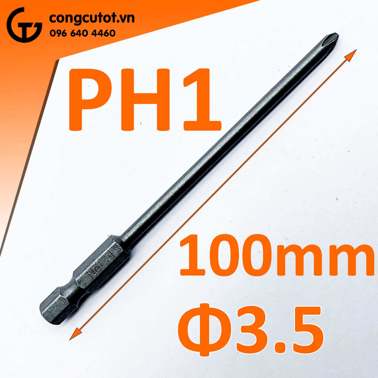 Đầu bắt vít 4 cạnh PH1 Φ3.5 dài 100mm chuôi lục thép S2 - Sản phẩm chất lượng cho công việc chính xác và nhanh chóng.