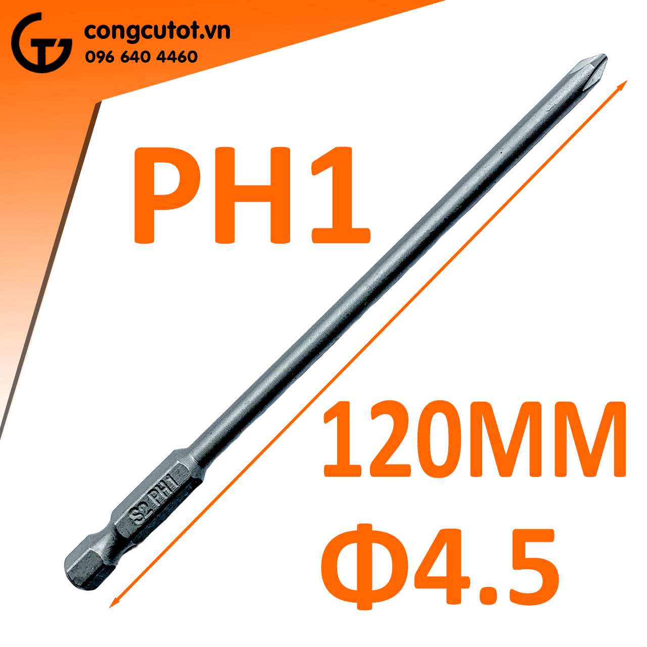 Đầu bắt vít 4 cạnh PH1 Φ4.5 dài 120mm chuôi lục thép S2 là một sản phẩm vô cùng tiện dụng