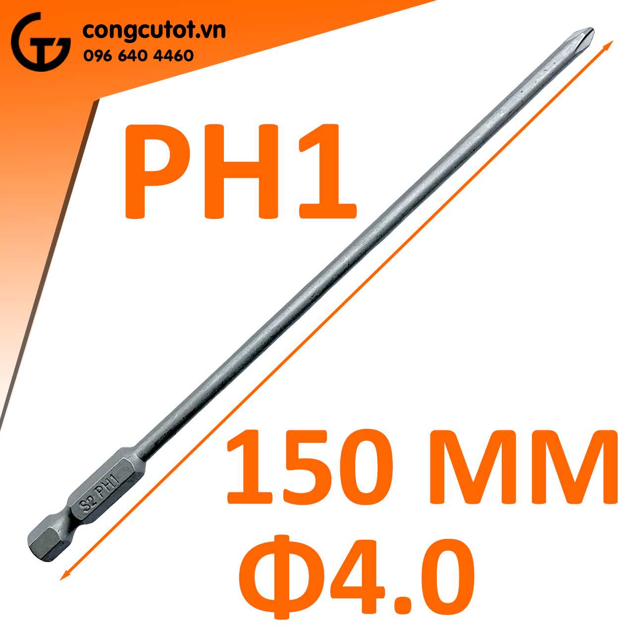 Đầu bắt vít 4 cạnh PH1 Φ4.0 dài 150mm chuôi lục thép S2 được ứng dụng trong nhiều ngành chế tạo, sửa chữa và bảo trì
