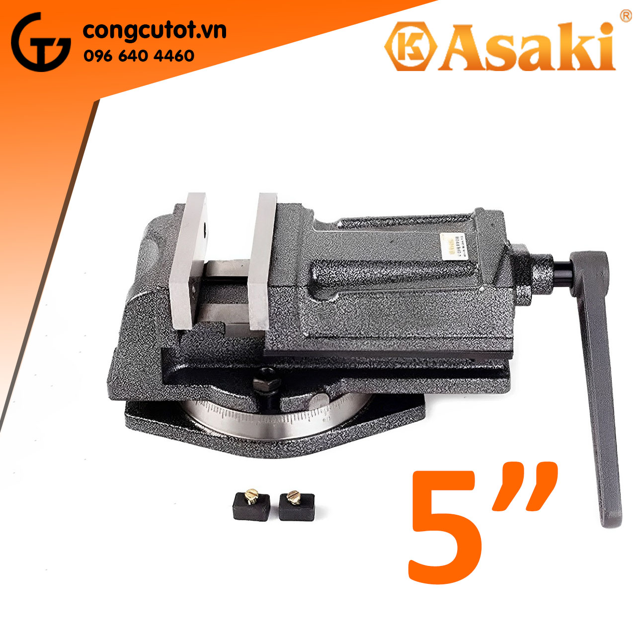 Ê tô bàn phay mâm xoay 5" Asaki AK-6281 chuyển để kẹp, cố định các chi tiết cần gia công