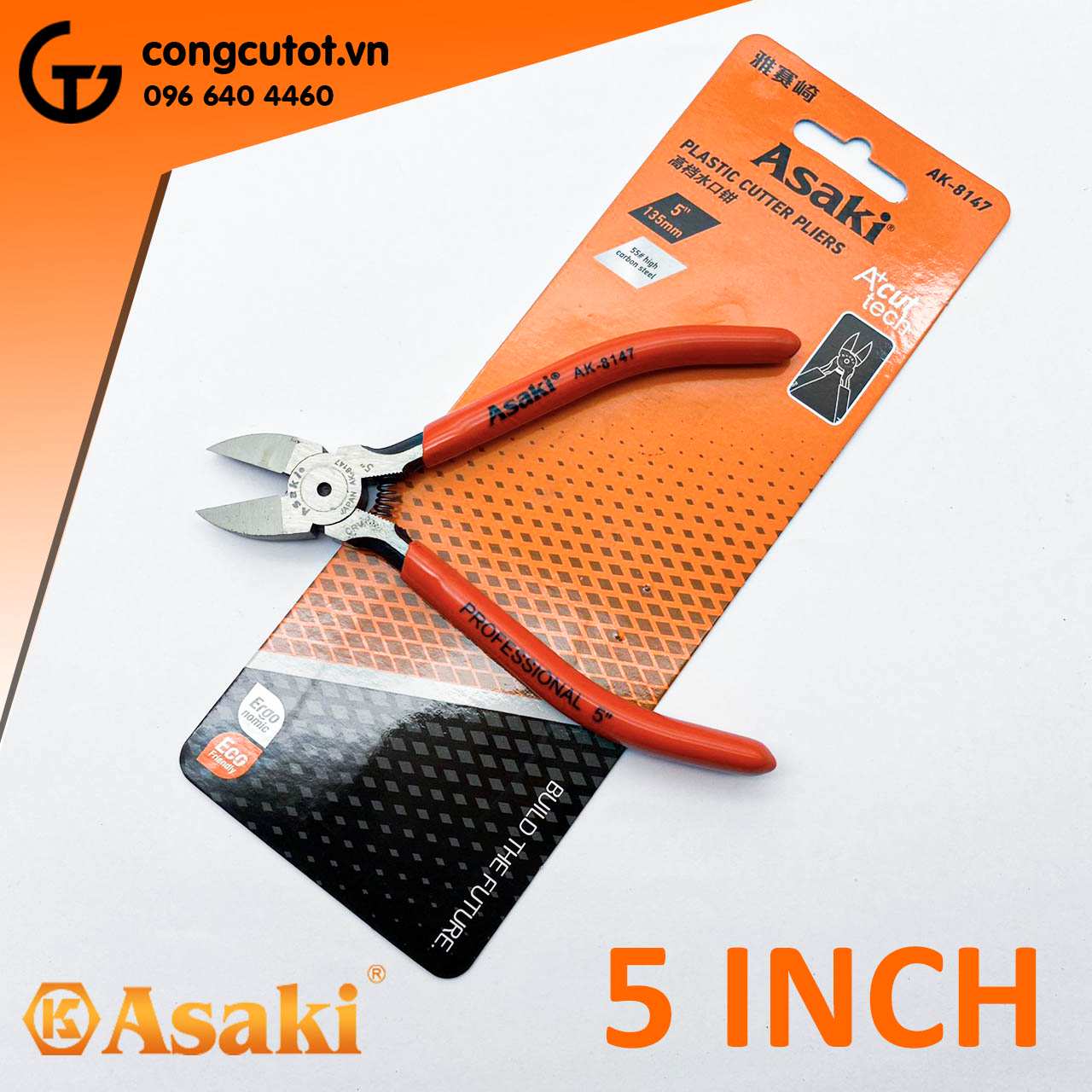 Kìm cắt bavia giấy nhựa Asaki AK-8147 kích thước 5 inch