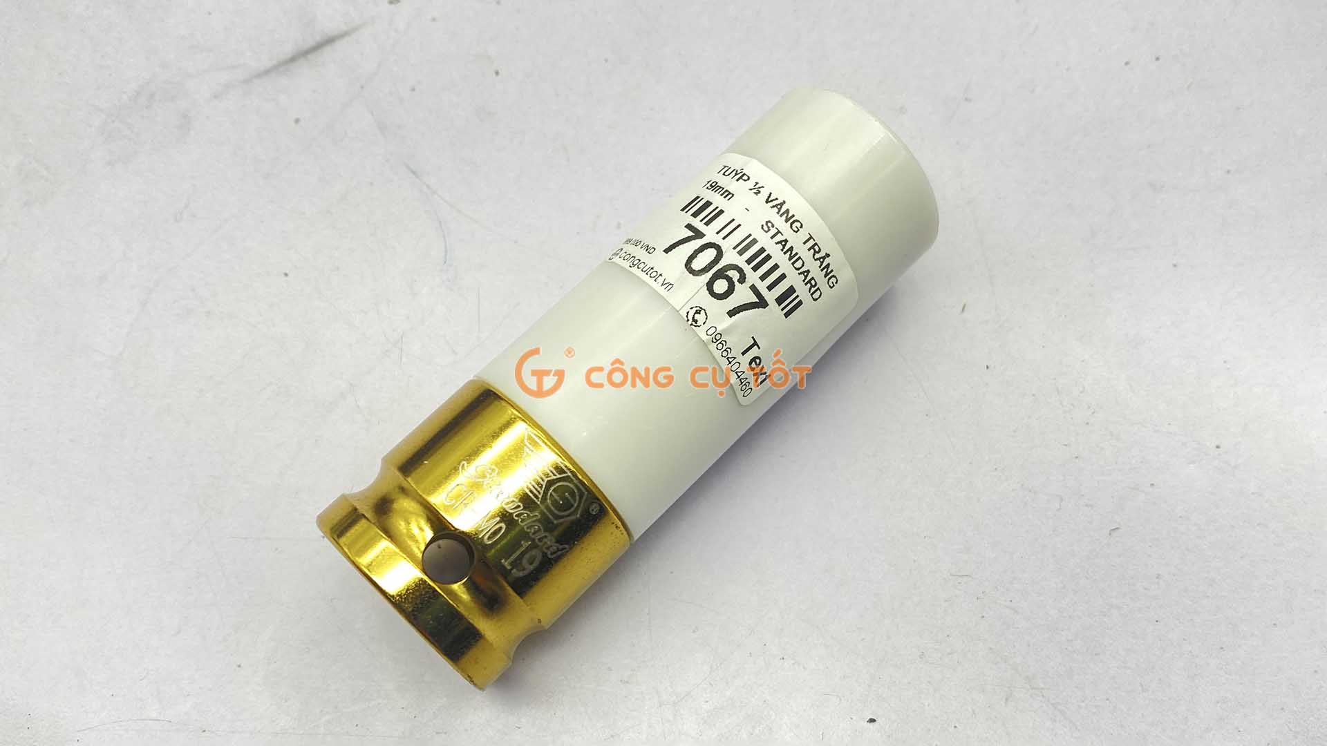 Tuýp lục giác ½ bọc nhựa vàng trắng dài 86mm Standard xanh số 19 bằng thép Cr-Mo cho súng bắn ốc Standard Đài Loan