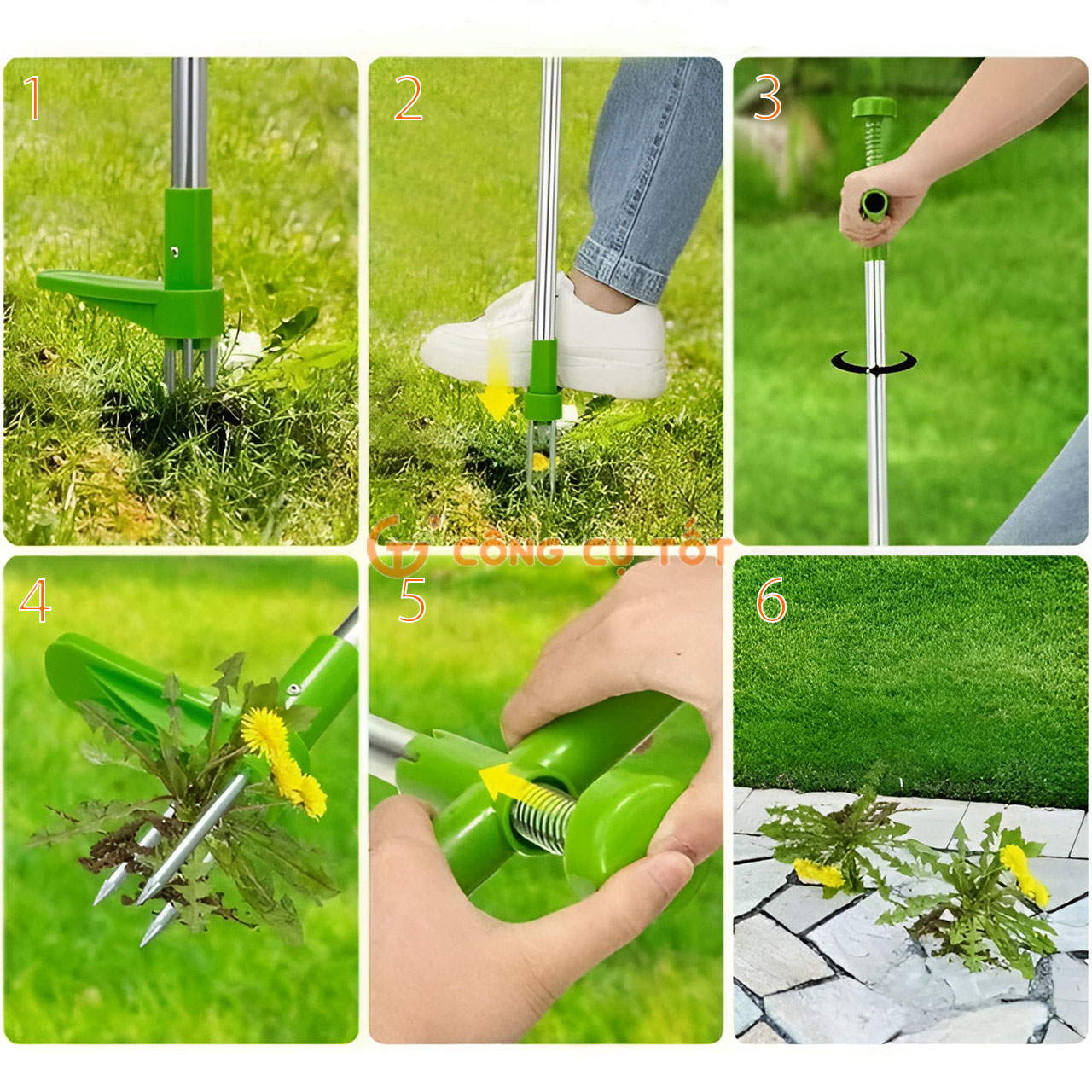 Cách sử dụng xiên xoáy nhổ cỏ
