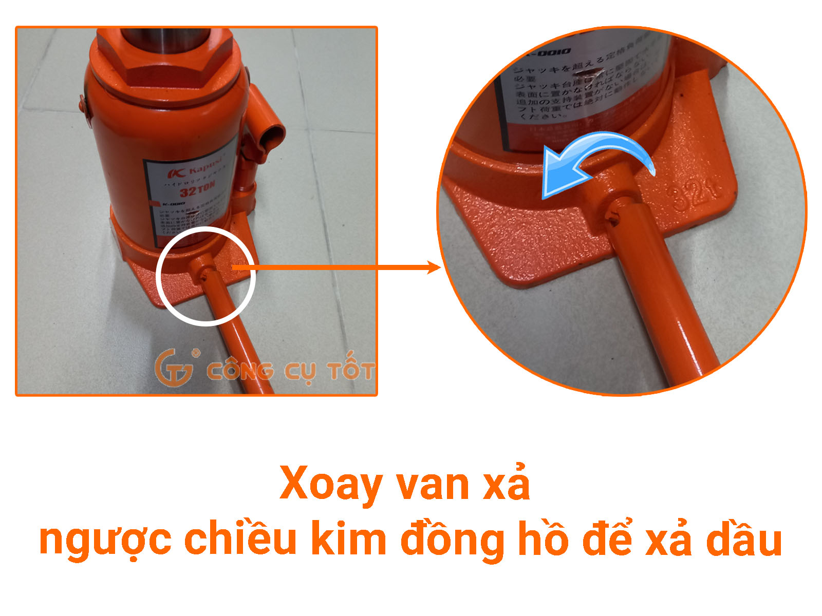 Xoay van xả ngược chiều kim đồng hồ để xả dầu