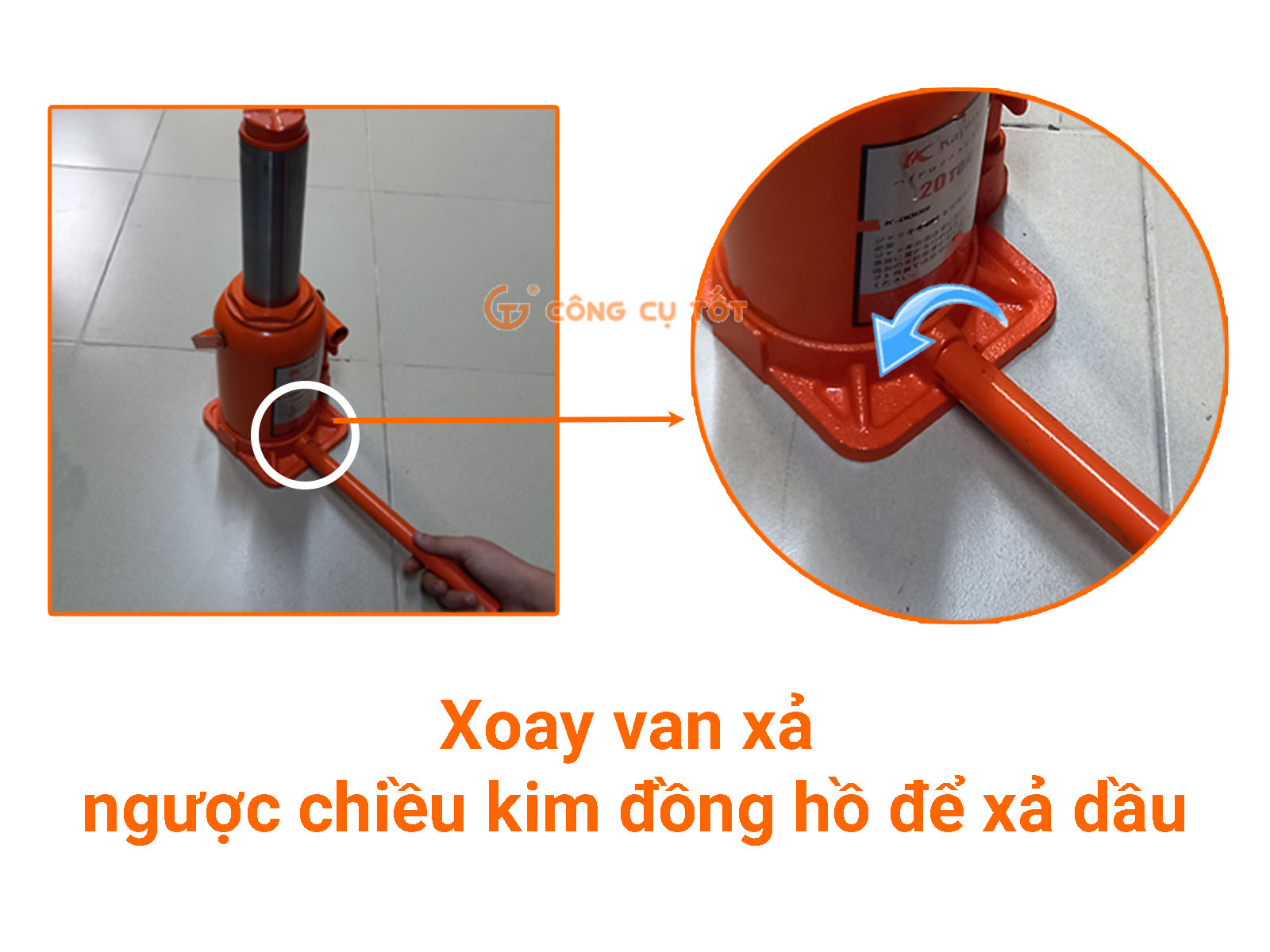 Xoay van xả ngược chiều kim đồng hồ để xả dầu