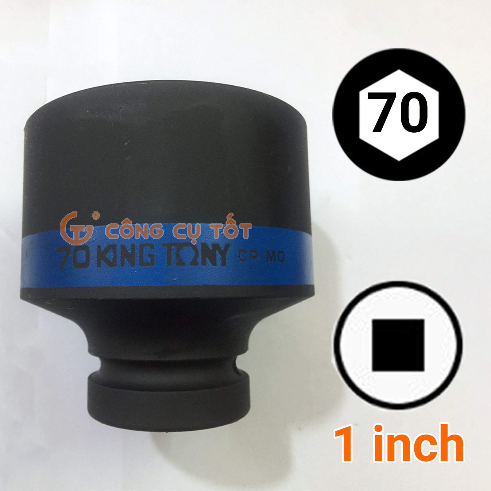 Đầu tuýp 1' lục giác đen 70mm dài 93mm Kingtony 853570M