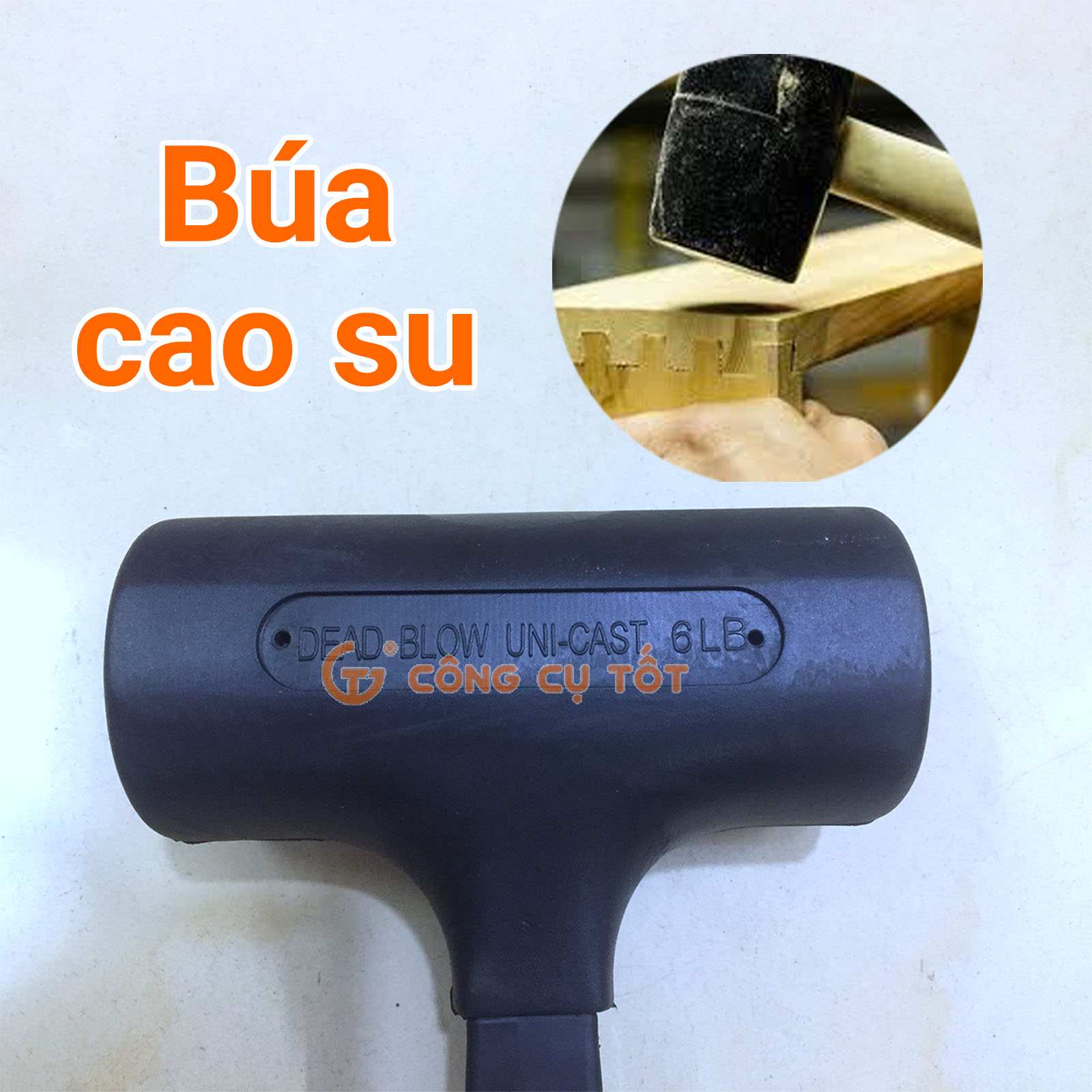 Đầu búa được làm từ chất liệu cao su thổi liền khối cứng cáp, chắc chắn