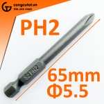 Đầu bắt vít 4 cạnh PH2 Φ5.5 dài 65mm chuôi lục thép S2 là dụng cụ quan trọng được sử dụng rộng rãi trong nhiều ngành nghề